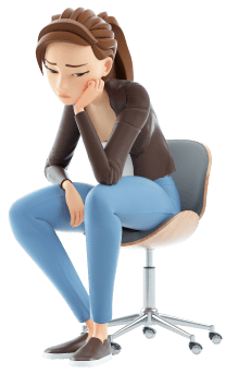 Woman Sitting On Chair Thinking About Problems